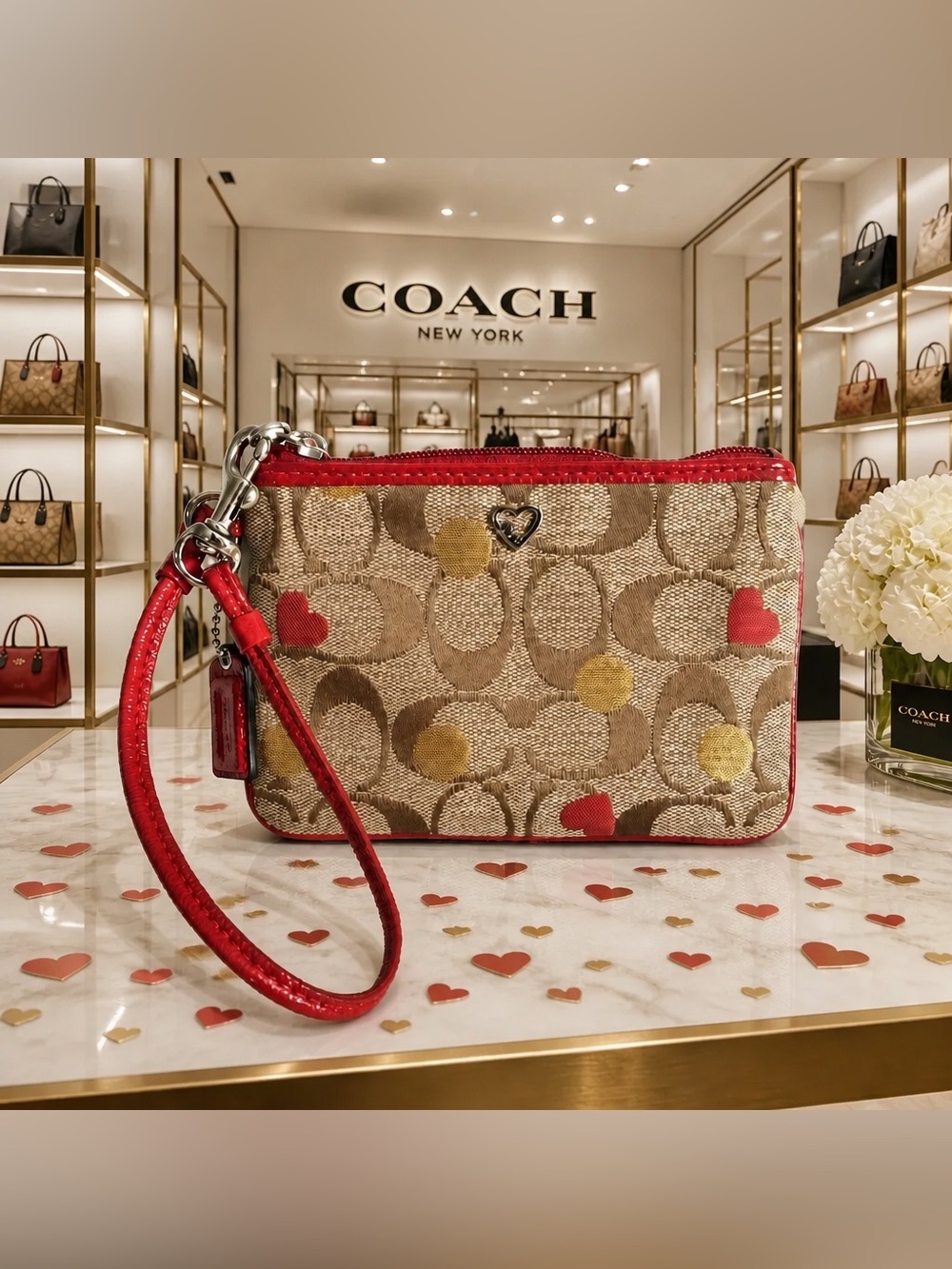 🍒COACH Purse Y2k Poppy Red Heart
Signature Lurex Wristlet🍒 - Picture 3 of 16